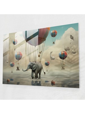 Popcasso Denge Sanatı Temperli Cam Tablo - Sirk Temalı Dijital Resim Denge