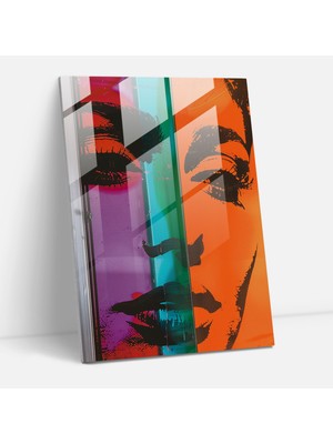 Popcasso Andy Warhol Temalı Canlı Renk Paleti Cam Duvar Tablosu