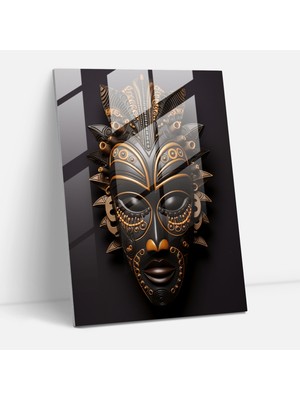 Popcasso Afro Temalı Modern Sanat Cam Tablosu