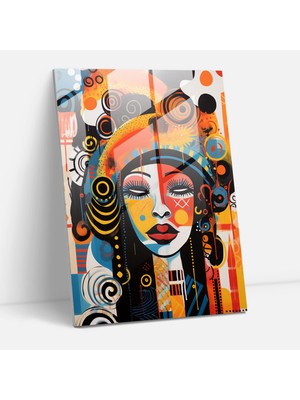 Popcasso Afro Desenleri Temperli Cam Tablo - Modern Sanat Tasarımı