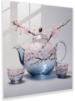 Popcasso Asya Temalı Cam Tablo - Çaydanlık Figürü ile Zenginleştirilmiş Tasarım