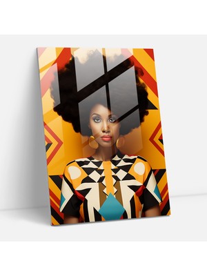 Popcasso Afro Modern Tasarım Temperli Cam Tablo - Geometrik Desenler ile Iç Mekanınızı Canlandırın
