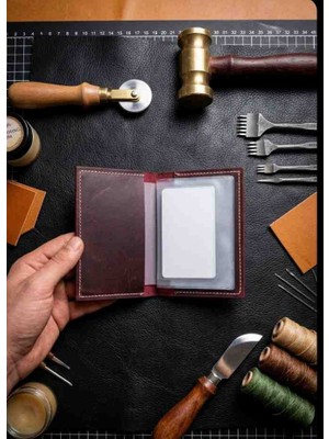 Vintage Leather Craft Hakiki Deri Araç Ruhsat Kabı