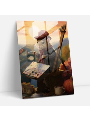 Popcasso Bere Takmış Domuz Cam Tablo - Insanlar Gibi Giyinmiş Hayvanlar Temalı Temperli Cam Tablo