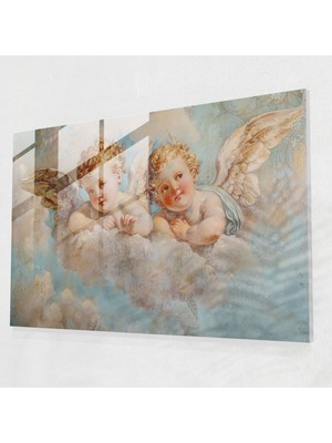 Popcasso Barok Tarzı Melekli Cam Tablo Baskısı - Melekler Geçmişin Ikonik Ressamlığı ile Tasarlandı