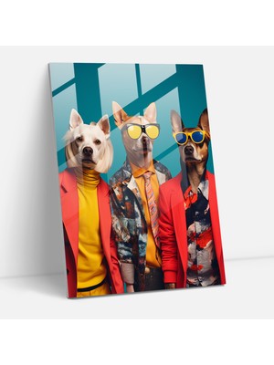 Popcasso Hayvanlar Insan Kılığında Temperli Cam Tablo - Modern Sanat Ile Ev Dekorasyonu