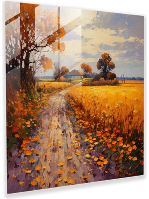 Popcasso Altın Tarlalar Temperli Cam Tablo - Sonbahar Zarafeti Modern Stil