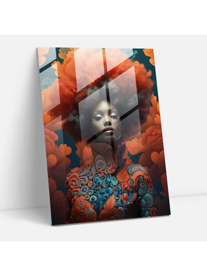 Popcasso Afro Fusion Temalı Cam Tablo - Afro Sanatsal Dokunuş ile Ev Dekoru