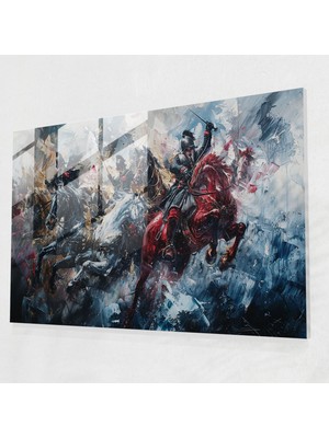 Popcasso Canlı Savaş Sahnesi Barok Tarzı Temperli Cam Tablo Ev Dekorasyonu