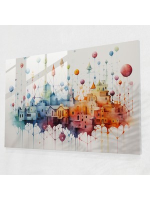 Popcasso Merkezsiz Ağ Temalı Cam Duvar Tablosu - Modern Sanat Anlayışıyla Blockchain Motifi