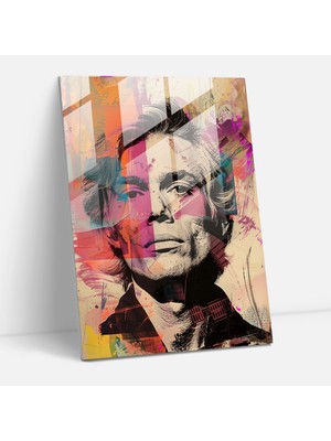 Popcasso Ünlü Portre Koleksiyonu Temperli Cam Tablo - Andy Warhol Temalı Cam Duvar Tablosu