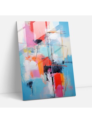 Popcasso Basquiat Tarzı Cam Tablo - Cesur Renk Paleti ile Dekoratif Cam Tablo