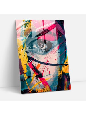 Popcasso Soyut Modern Sanat Temalı Cam Tablo Renkli Andy Warhol Tarzı