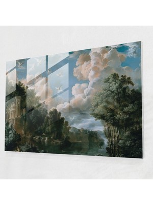 Popcasso Barok Stil Cam Tablo - Modern Sanat Duvar Dekorasyonu