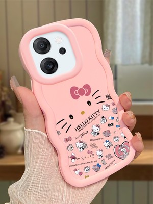 HONTINGA Oppo Reno 14F Uyumlu Kılıfı Düşüme Önleyici Basitlik Anti Düşme Darbeye Dayanıklı Basit Pembe Yumuşak Silikon Telefon Kılıfı Hello Kitty Desen K9-0076