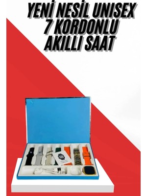 Calperia 7 Kordonlu Unisex Akıllı Saat Çoklu Kordon Seçeneği Amoled Ekran