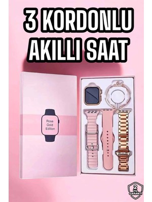 Calperia Akıllı Saat Amoled Ekran 3 Kordonlu Aksesuar Hediyeli Sesli Görüşme