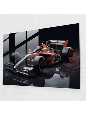 Popcasso Formula 1 Modern Sanat Cam Tablo 3D Modelleme ile Tasarlanmış