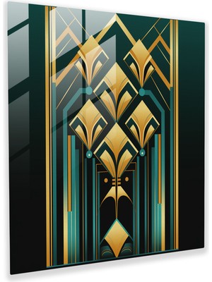 Popcasso Klasik Art Deco Cam Tablo - Duvar Dekorasyonu Için Dekoratif Cam Tablo Art Deco Tasarımı