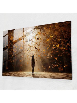 Popcasso Kurutulmuş Kelebekler Modern Sanat Cam Tablo - Gerçekçi Kelebekler Fotoğraf Koleksiyonu