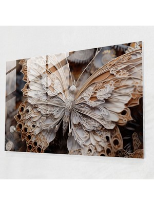 Popcasso Kurutulmuş Kelebekler Temperli Cam Tablo - Sergileme Için Zarif Galeri Tarzı Güzellik