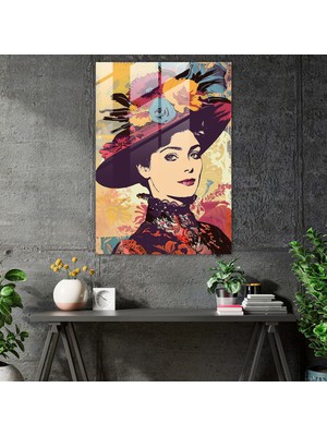 Popcasso Canlı Pop Art Temperli Cam Tablo ile Viktoryan Modası - Klasik ve Popart Tarzında Duvar Dekorasyonu Modern Sanatı Birleştirin.