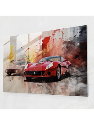 Popcasso Ferrari Temalı Cam Tablo Sanatı - Çeşitli Ferrari Modelleri ile Tasarım