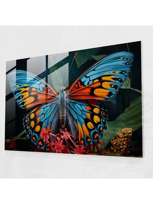 Popcasso Gerçekçi Kelebekler Cam Duvar Tablosu - Kurutulmuş Kelebekler ile Şık Duvar Dekorasyonu
