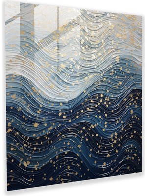 Popcasso Gümüş Su Akışı Temperli Cam Tablo - Simli Dekoratif Unsur