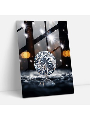 Popcasso Temperli Cam Tablo - Parlak Elmas Modern Sanat