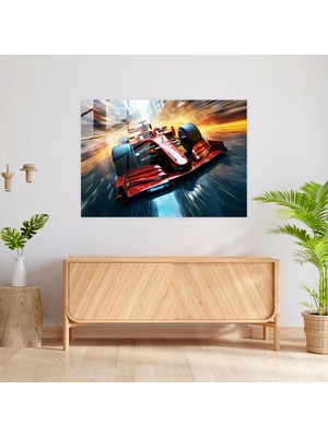 Popcasso Formül 1 Temalı Cam Duvar Tablosu - Gerçekçi Fotoğraf Ile Modern Sanat Dekoru