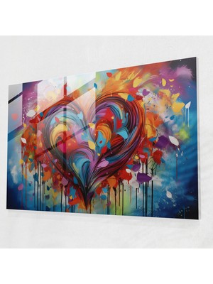 Popcasso Şehir Aşkı Temperli Cam Tablo - Sokak Sanatı - Graffiti Temalı Duvar Görseli