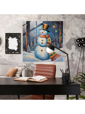 Popcasso Kardan Adam Harikalar Diyarı Temperli Cam Tablo - Noel Temalı Cam Tablo