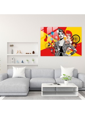Popcasso Sirk Koleksiyonu Temperli Cam Tablo - Canlı Tasarım Pop Art Unsuru ile Dekoratif Görsel
