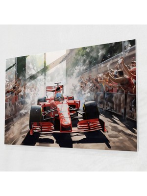 Popcasso Formula 1 Temalı Kanvas Tablo - Tezahürat Yapan Kalabalık ile Heyecan Dolu Görsellik