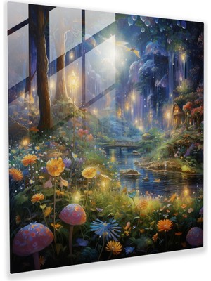 Popcasso Parıldayan Peri Bahçesi Cam Tablo - Simli Hayal Gücü Ev Dekorasyonu