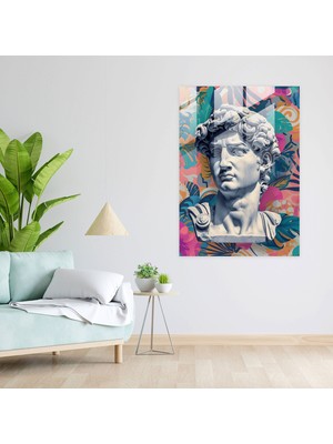 Popcasso Klasizm ve Pop Art Temalı Cam Tablo - Yunan Heykelleriyle Klasizmin ve Pop Art'ın Birleşimi