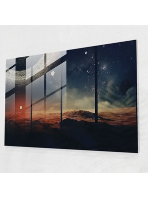 Popcasso Göksel Galaksi Cam Duvar Tablosu - Uzak Galaksiler Temalı Görsellik