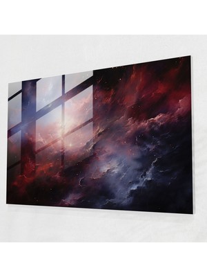 Popcasso Eterik Nebula Temperli Cam Tablo - Dünya Galaksi Teması ile Modern Duvar Dekorasyonu