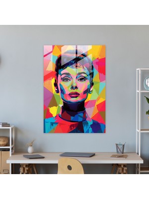 Popcasso Zamanı Aşan Pop Sanat Portre Temperli Cam Tablo - Klasik ve Pop Art Tarzında Ev Dekorasyonu Için Bütünleşik Tasarım