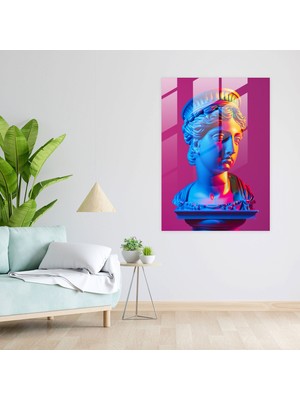 Popcasso Klasik Çizimlerle Pop Art Cam Duvar Tablosu - Neon Renkler ile Canlı Cam Tablo