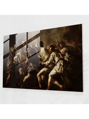 Popcasso Caravaggio Tarzı Cam Duvar Tablosu - Tarihi Olaylar Temalı Modern Sanat Dekoru