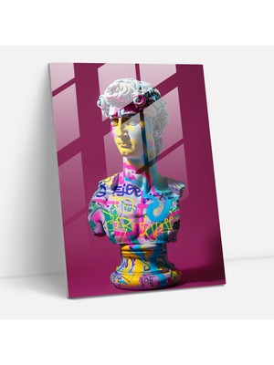 Popcasso Graffiti Temalı Cam Tablo - Klasizm ve Pop Art'ın Buluşması, Modern Duvar Dekorasyonu