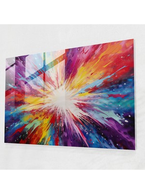 Popcasso Jüpiter Patlama Temperli Cam Tablo - Dünya Manzarası Canlı Renklerle Cam Tablo