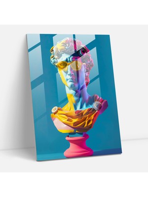 Popcasso Rönesans Temalı Cam Tablo - Klasik ve Pop Art Tarzını Birleştirin  Klasik ve Pop Sanatı Bir Araya Getiren Dekoratif Cam Tablo