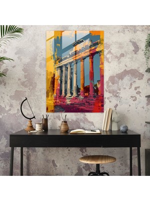 Popcasso Pop Art Roma Mimarisi Temperli Cam Tablo - Klasik ile Popart Tarzında Dekoratif Tasarım