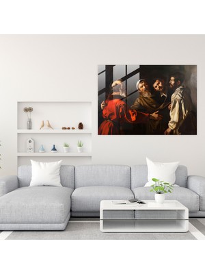 Popcasso Caravaggio Tarzı Cam Duvar Tablosu - Ihanet Temalı Dekoratif Tablo