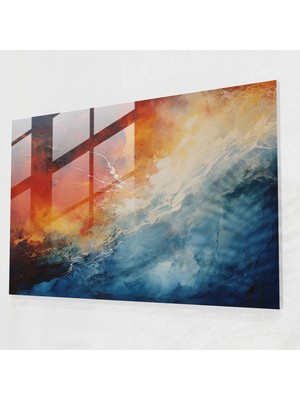 Popcasso Dünya Cam Tablosu - Soyut Akrilik Boyama