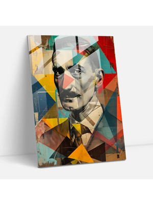Popcasso Geometrik Portre Temperli Cam Tablo - Klasik ve Popart Stil Birleşimi