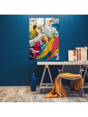 Popcasso Çizgi Roman Melekleri Temperli Cam Tablo - Klasik ve Popart Tarzında Modern Sanat Teması